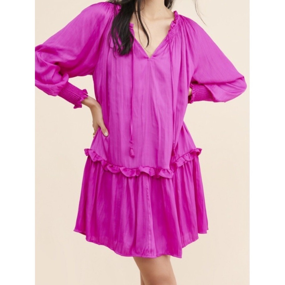 Anthropologie Tunic Dress Women's Size Small Giulia Fushia Pink Swing Dress Boho